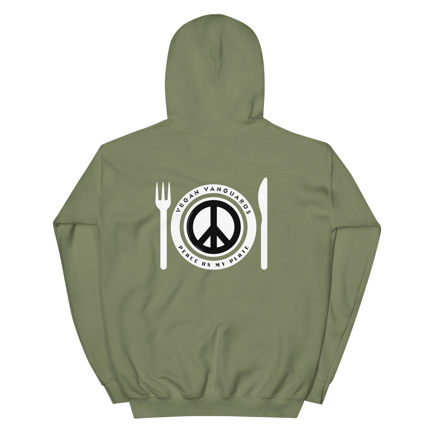 'PEACE On My Plate' Vegan Water Based Ink Print - Mid Weight Unisex Hoodie